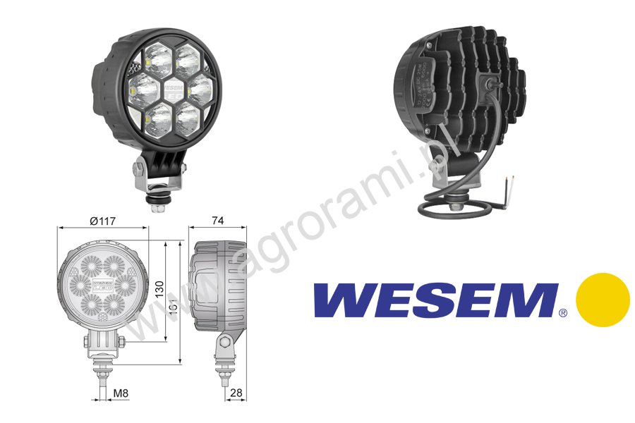 Lampa robocza LED WESEM 2700 lm - światło rozproszone