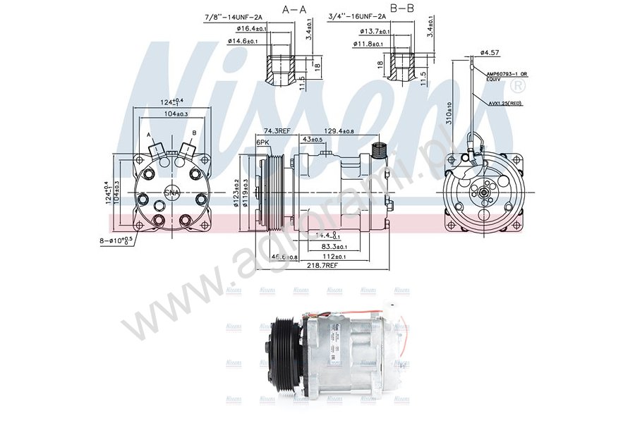 Air conditioner compressor  82/9202-142 , 82/9202-150 , 82/9202-1172 Nissens