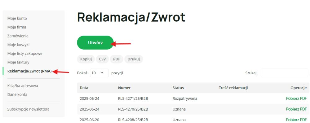 Zwroty/reklamacje