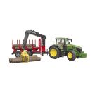 Traktor John Deere 7R 350 z przyczepą wraz z żurawiem i 4 balami drzewa