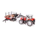 Traktor Massey Ferguson 7480 z ładowaczem czołowym, przyczepą do drzewa