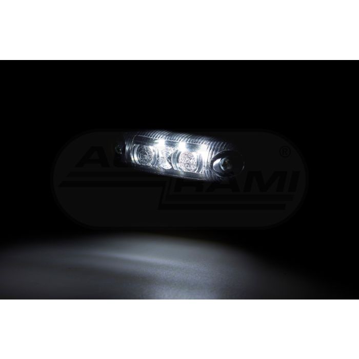 Lampa obrysowa owalna EMA32G-GRAPHITE wersja z podkładką gumową pozycyjna przednia LED 12/24V przewód 2x0,75mm-0,5mb