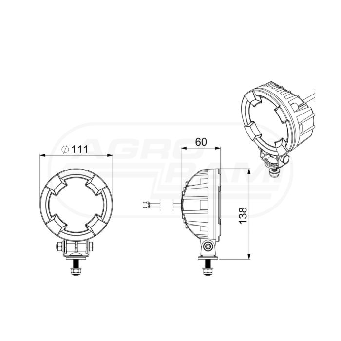 Lampa robocza okrągła RAPTOR LED12/24V 23W 2600LM LRD3180 HORPOL