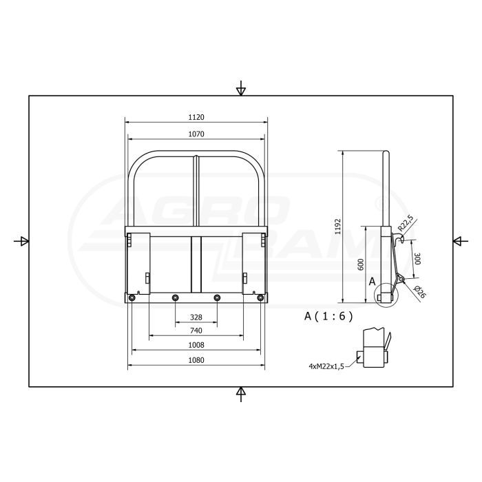 Widły do transportu bel EURO-NORM 1000 kg 4- zębne ( bez zębów )