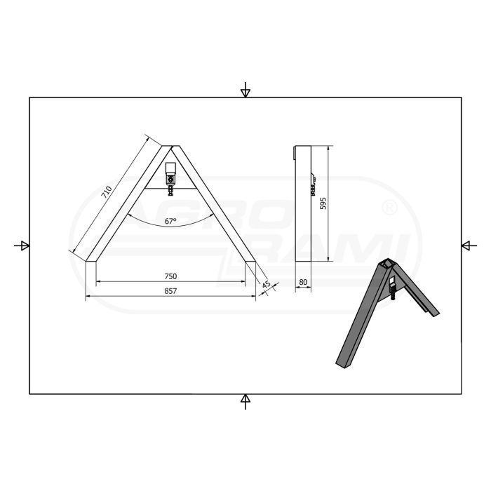 Trójkąt  zaczepowy TUZ kat. 1.2.3 do narzędzi o masie max 1500kg