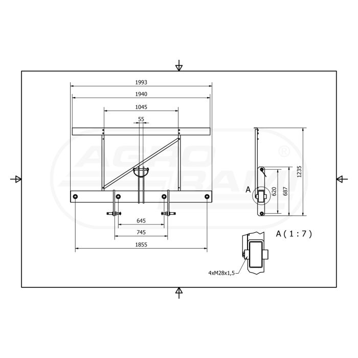 Rama, Widły do transportu dużych bel 1500kg 4- zębna