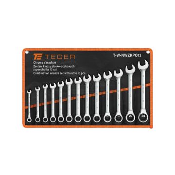 Zestaw kluczy płasko - oczkowych z grzechotką   TEGER