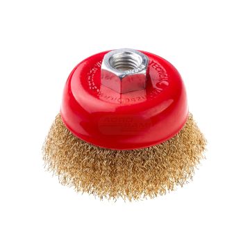 Szczotka doczołowa z nakrętką M14 drut falowany 80 Schmith