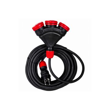 Przedłużacz gumowy HI-TEK 3 gniazda 3x2,5mm2 10mb IP54