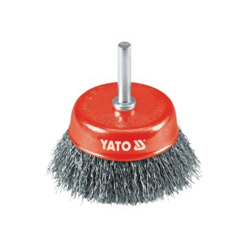 Szczotka czołowa FI z trzpieniem drut nierdzewny YATO 75 mm