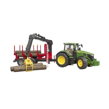John Deere 7R 350 z przyczepą spedycyjną i 4 pniami drzew Bruder 03154 BR-03154 , BRUDER