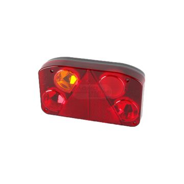 Lampa lewa zespolona tylna z trójkątem odblaskowym  HOR68 bez oświetlenia tablicy rejestracyjnej  (lewa bez światła cofania + światło przeciwmgłowe)