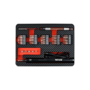 Precyzyjny wkrętak akumulatorowy 3,6V z 39 bitami YATO