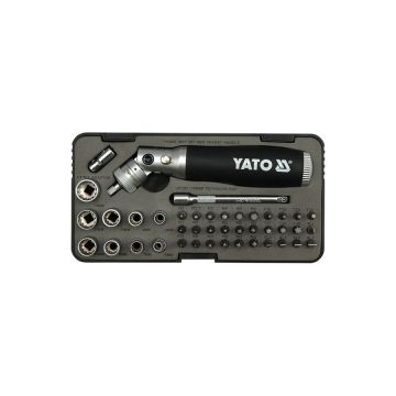 Wkrętak z grzechotką, przegłubem i bitami YATO 42 elementy