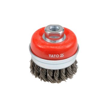 Szczotka czołowa FI z gwintem drut nierdzewny splatany YATO 60 mm M14