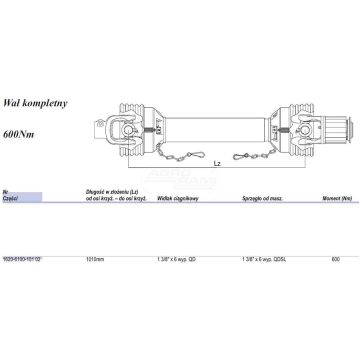 Wał ze sprzęgłem SR, AB1, 210 Nm, 1010-1449mm