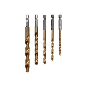 Zestaw wierteł do metalu z tytanową powłoką uchwyt HEX YATO 1/4" 4-10 mm 5 elementowy
