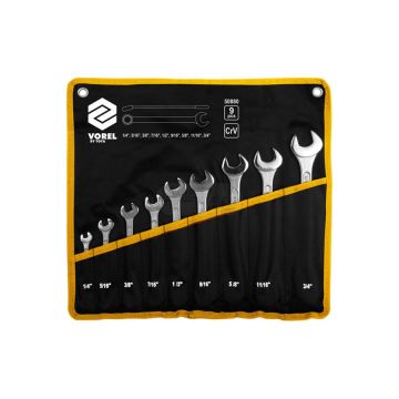 Klucze płasko-oczkowe calowe1/4"-3/4" 9 sztuk