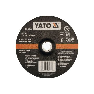 Tarcza do cięcia metalu wypukła YATO 230x3.2x22 mm 5 sztuk