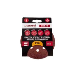 Krążek ścierny z rzepem 125mm z otworem P40 -5szt