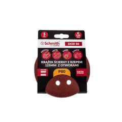 Krążek ścierny z rzepem 125mm z otworem P80-5szt