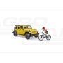 Jeep Wrangler rubicon z figurką kolarza i rowerem górskim Bruder 02543 BR02543 BRUDER