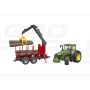 John Deere 7R 350 z przyczepą spedycyjną i 4 pniami drzew Bruder 03154 BR-03154 , BRUDER