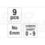 Znaczniki numeratory cyfrowe YATO 6 mm 9 elementowy