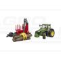 John Deere 7R 350 z przyczepą spedycyjną i 4 pniami drzew Bruder 03154 BR-03154 , BRUDER