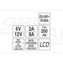 Prostownik elektroniczny z wyświetlaczem LCD 0,85A zakres 6V/2A YATO