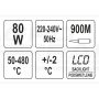 Lutownica oporowa 80W na grot 900m z wyświetlaczem LCD i regulacją temperatury 50-480 °C YATO
