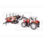 Traktor Massey Ferguson 7480 z ładowaczem czołowym, przyczepą do drzewa Bruder 02046 BR02046 BRUDER